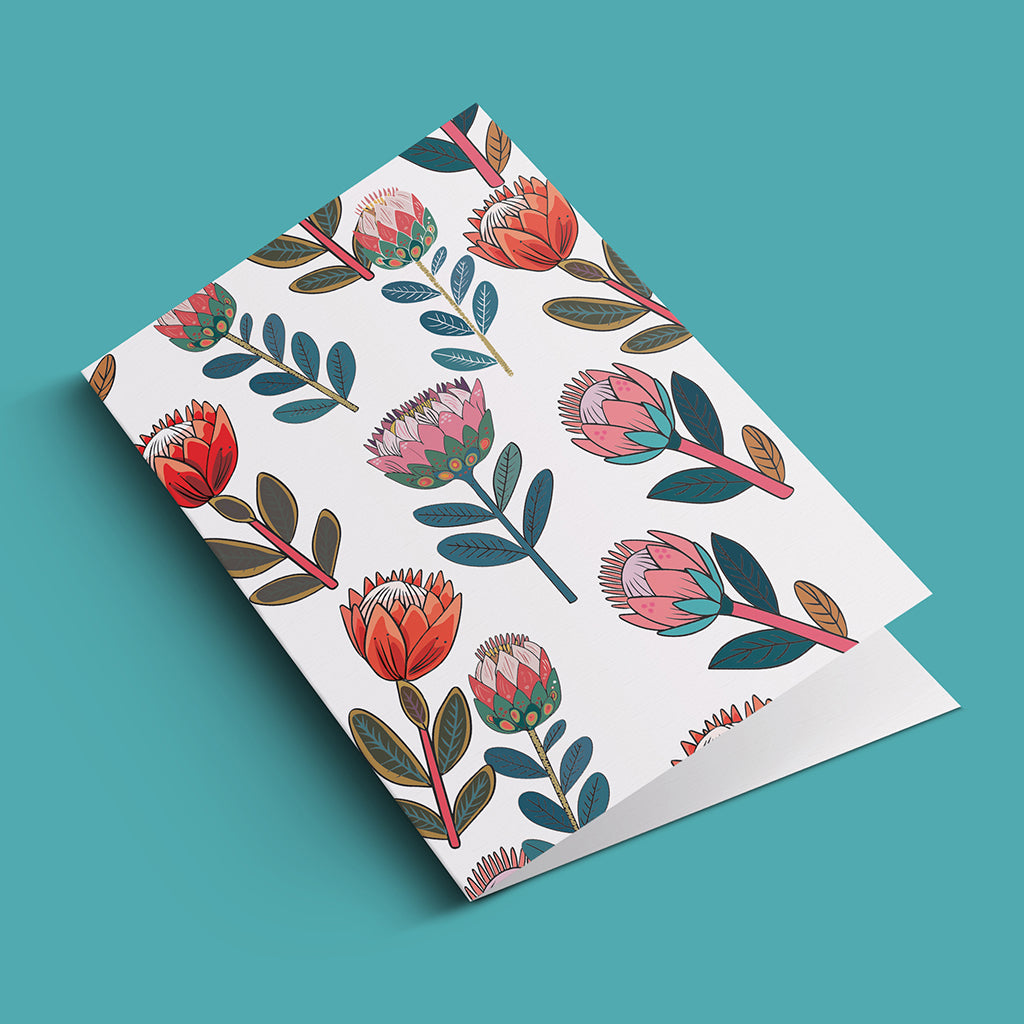 Protea & Teal Greeting Card